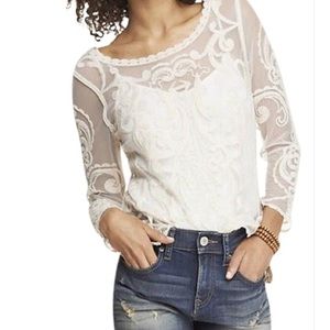 Express Ivory Baroque Lace Blouse Size S NWT